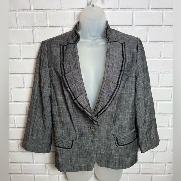 WHITE BLACK Women's Gray 3/4 sleeves Blazer/size 12 - Picture 1 of 12